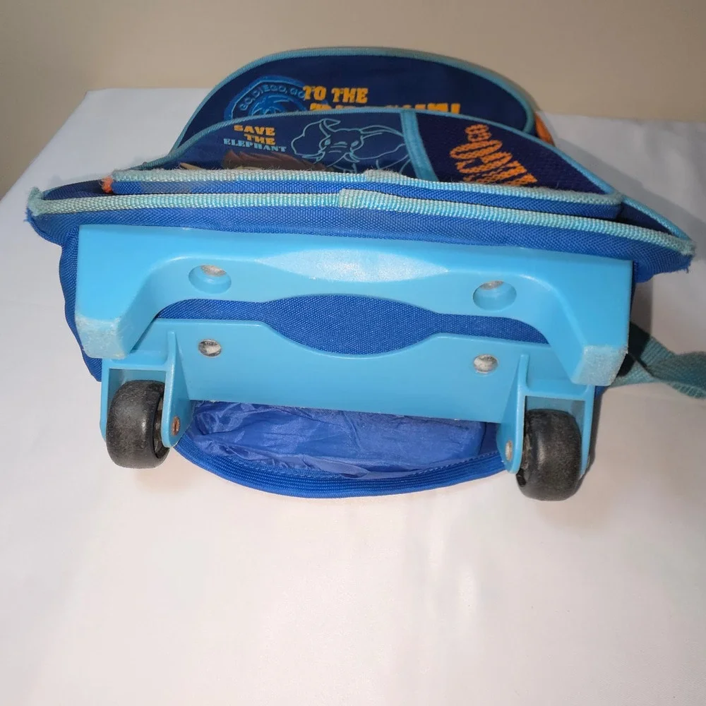 Vtg Rare Go Diego Go Kids Rolling Backpack Blue Orange To The Rescue‎ 15 inch